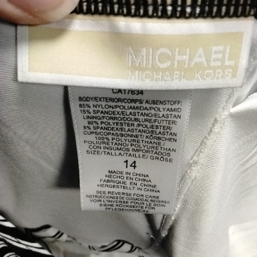 MICHAEL Michael Kors Black and White Striped One Piece - Picture 4 of 8